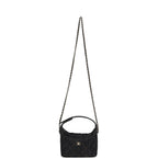 Mini Hobo Pouch with Chain Dark Blue Denim and Leather Light Gold Hardware