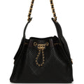 Small 25 Hobo Bag Black Perforated Calfskin Antique Gold Hardware