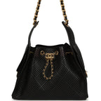 Small 25 Hobo Bag Black Perforated Calfskin Antique Gold Hardware