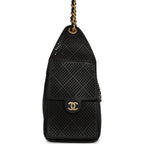 Small 25 Hobo Bag Black Perforated Calfskin Antique Gold Hardware