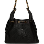 Small 25 Hobo Bag Black Perforated Calfskin Antique Gold Hardware