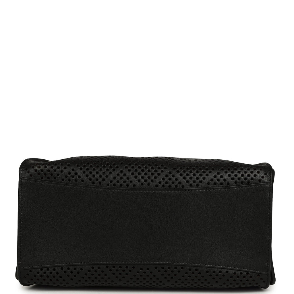 Small 25 Hobo Bag Black Perforated Calfskin Antique Gold Hardware