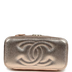 Small Top Handle Vanity Case With Chain Metallic Copper Shiny Caviar Light Gold Hardware