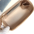 Small Top Handle Vanity Case With Chain Metallic Copper Shiny Caviar Light Gold Hardware