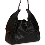 Small 25 Hobo Bag Black Shiny Caviar Aged Ruthenium Hardware