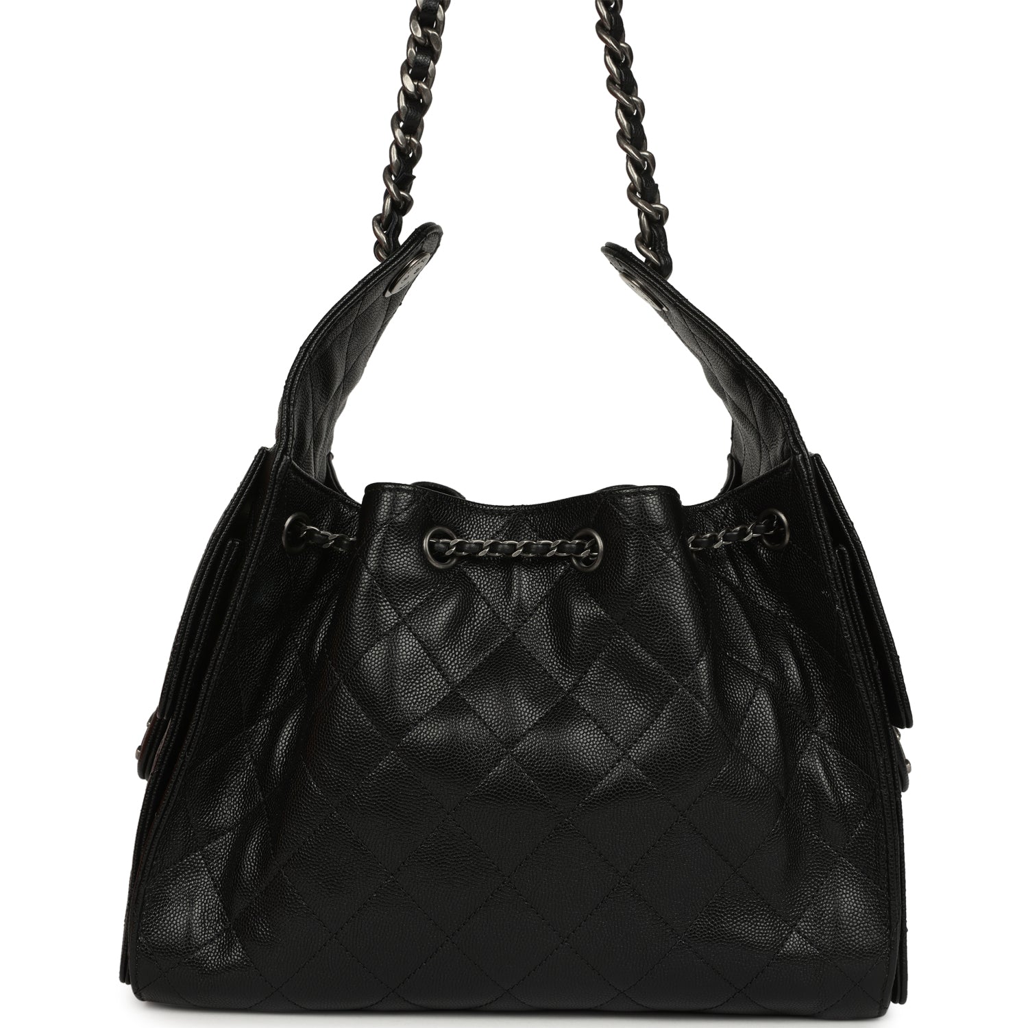 Small 25 Hobo Bag Black Shiny Caviar Aged Ruthenium Hardware