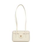 Preppy Coco Long Vanity with Straps White Shiny Caviar Brushed Gold Hardware