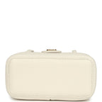 Preppy Coco Long Vanity with Straps White Shiny Caviar Brushed Gold Hardware