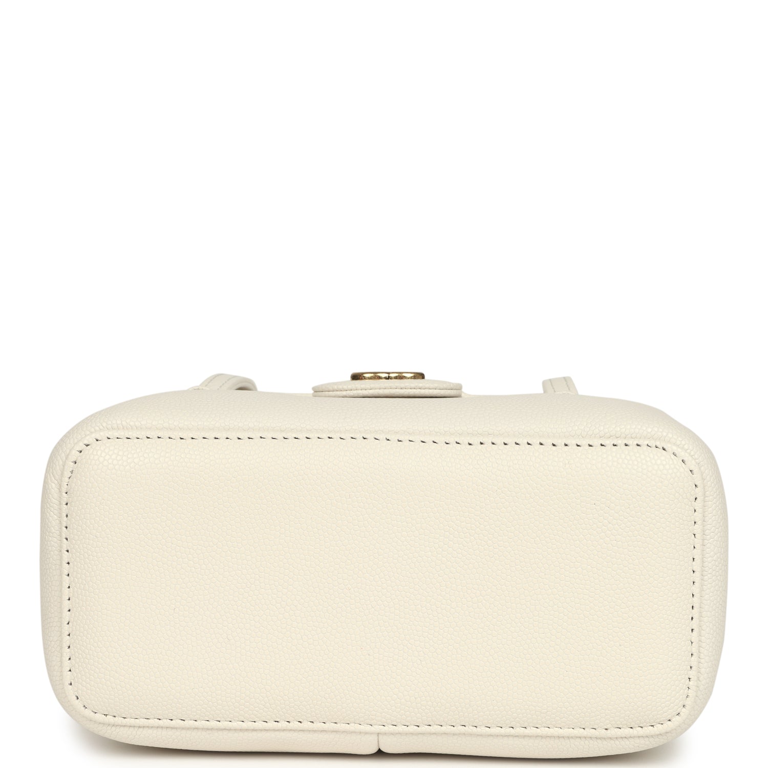 Preppy Coco Long Vanity with Straps White Shiny Caviar Brushed Gold Hardware