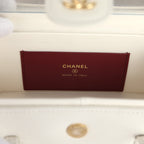 Preppy Coco Long Vanity with Straps White Shiny Caviar Brushed Gold Hardware