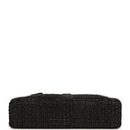Top Handle Long Vanity Case with Chain Black Braided Raffia Light Gold Hardware