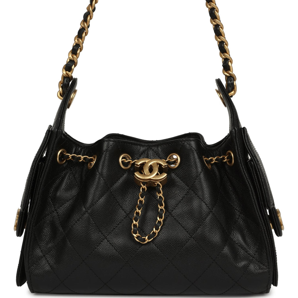 Mini 25 Hobo Bag Black Caviar Antique Gold Hardware
