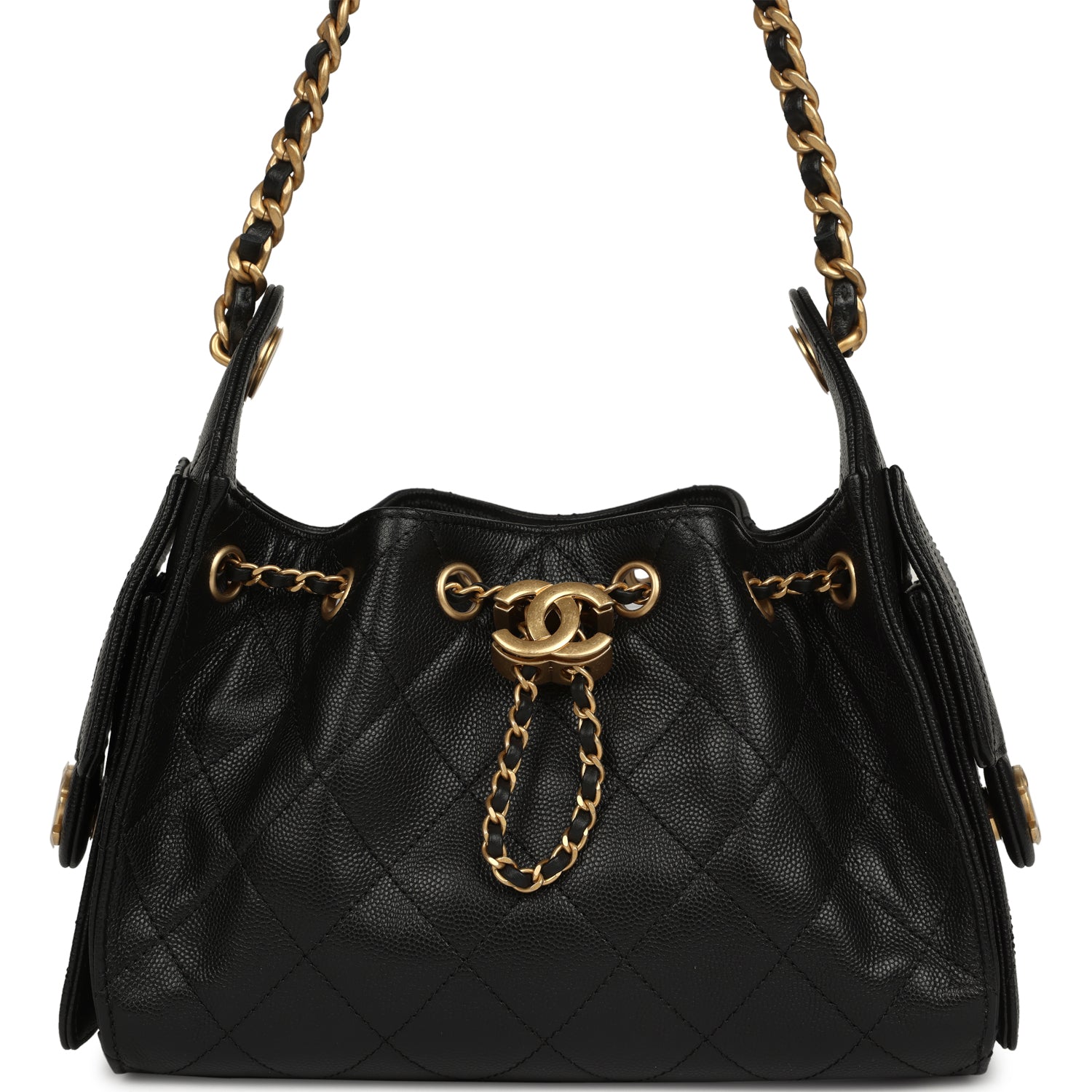 Mini 25 Hobo Bag Black Caviar Antique Gold Hardware