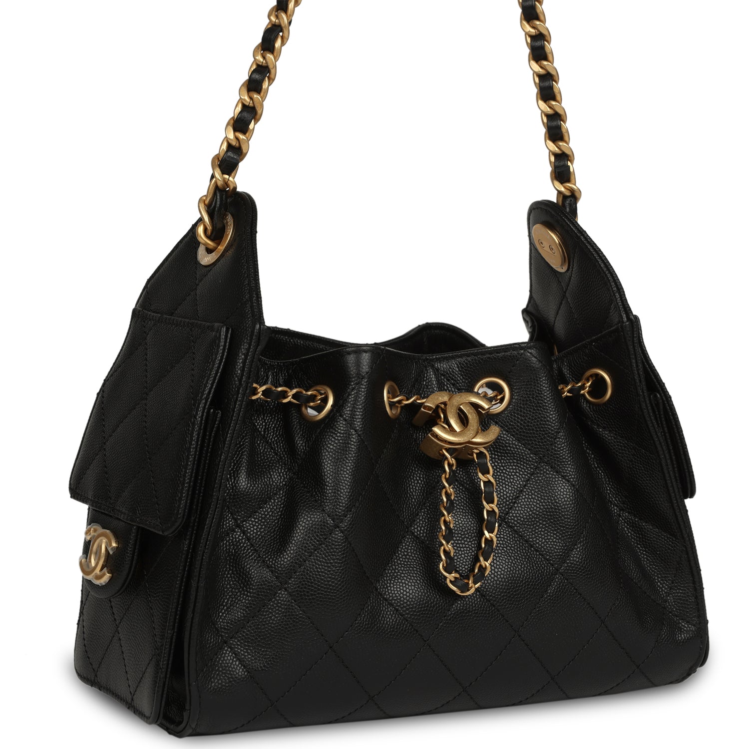 Mini 25 Hobo Bag Black Caviar Antique Gold Hardware