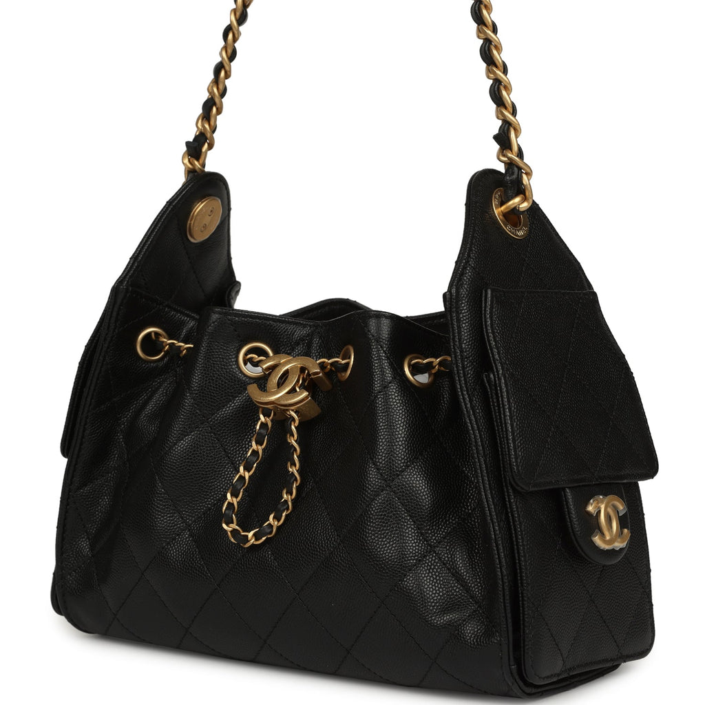 Mini 25 Hobo Bag Black Caviar Antique Gold Hardware