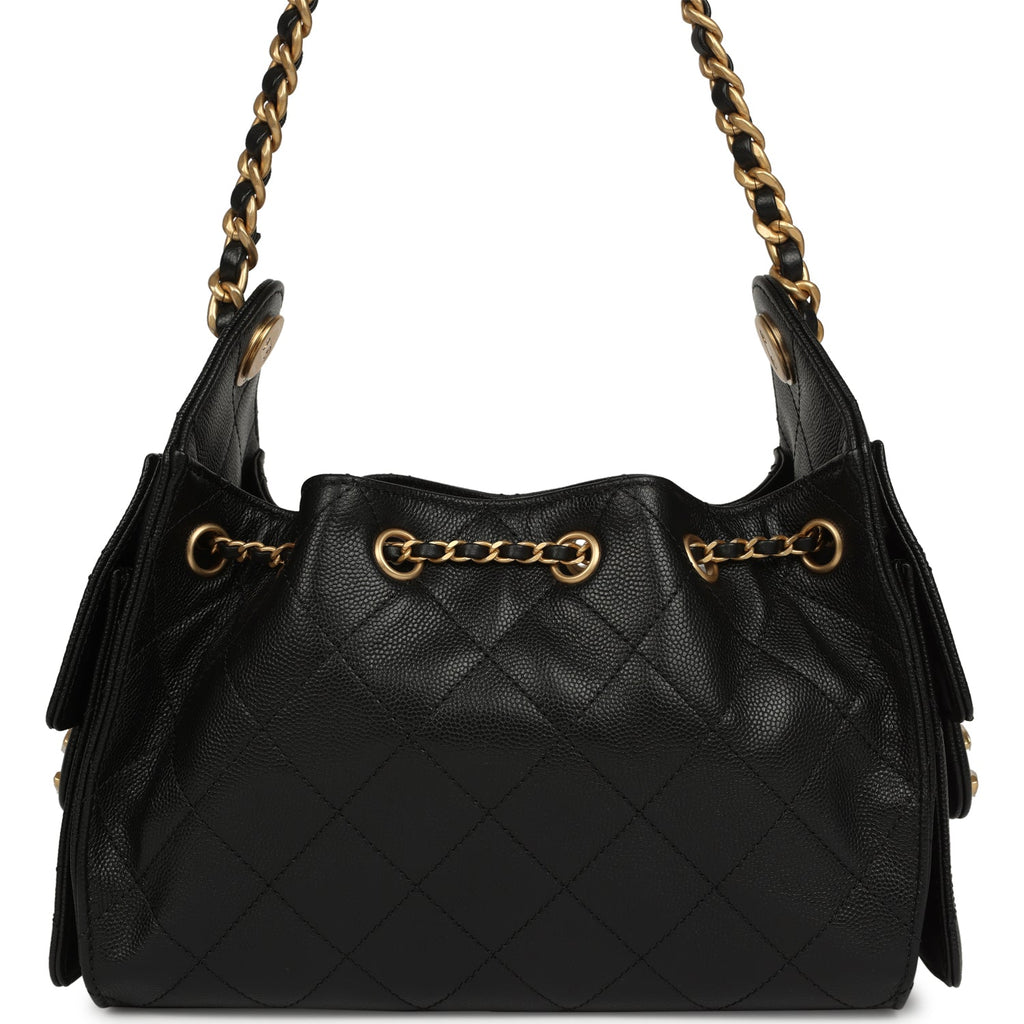 Mini 25 Hobo Bag Black Caviar Antique Gold Hardware