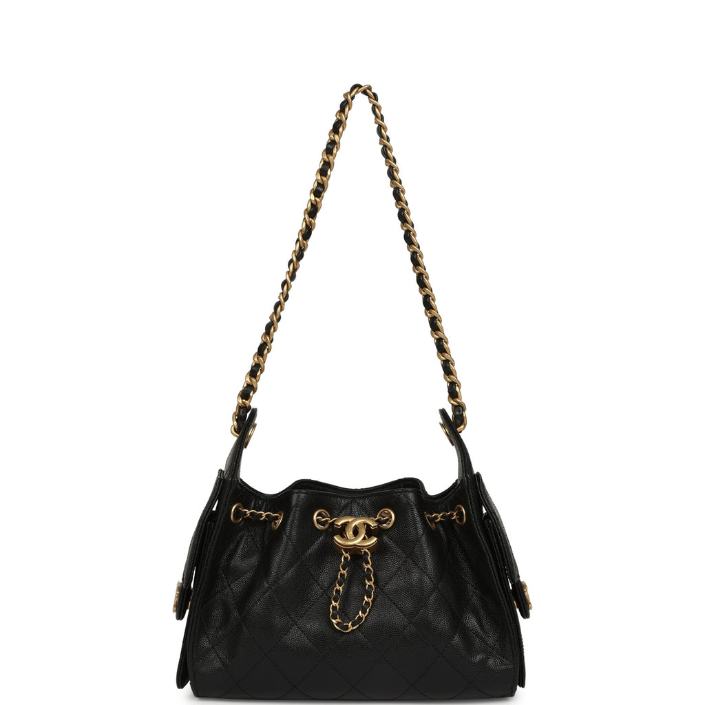 Mini 25 Hobo Bag Black Caviar Antique Gold Hardware