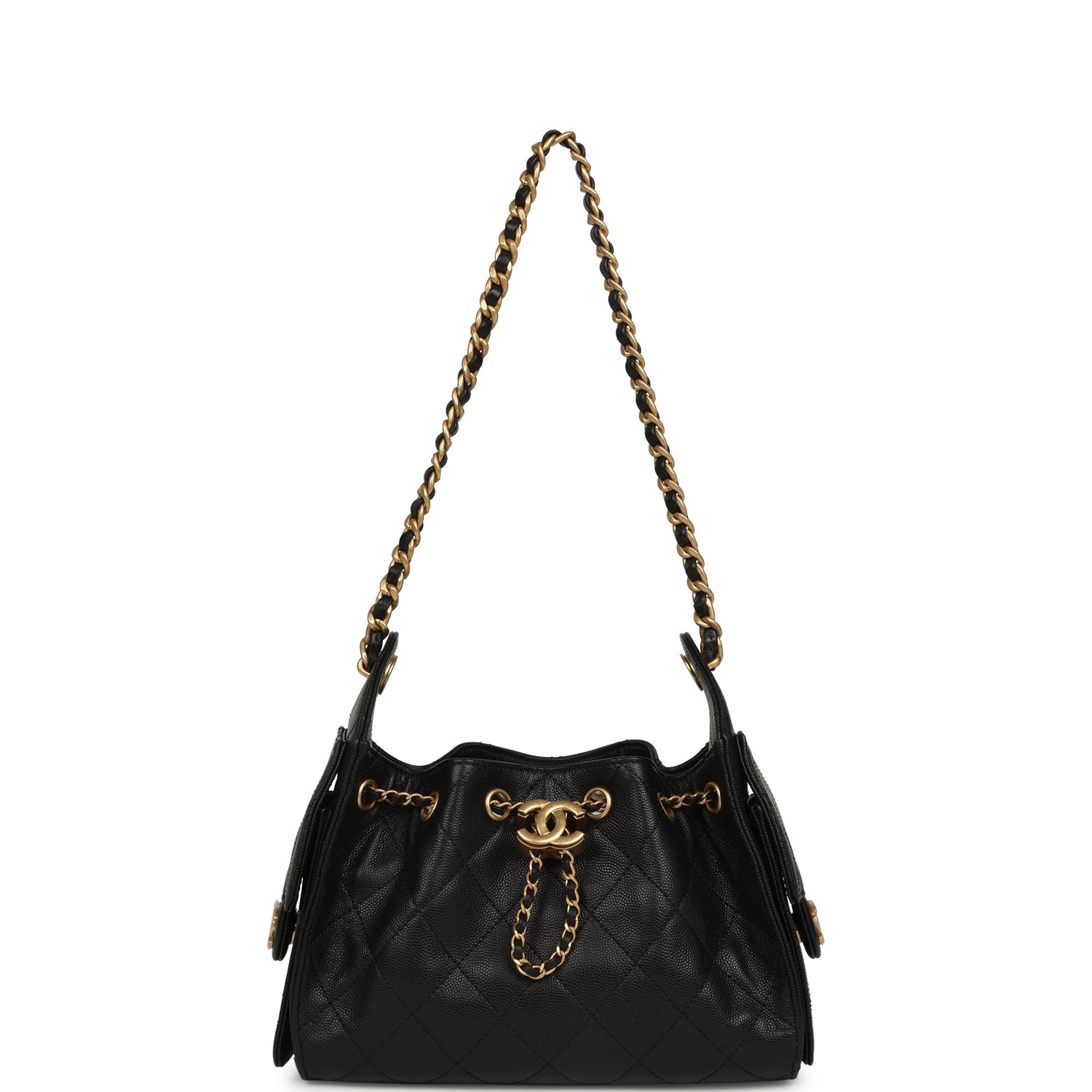 Mini 25 Hobo Bag Black Caviar Antique Gold Hardware