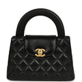 Small Kelly Shopper Black Shiny Aged Calfskin Brushed Gold Hardware