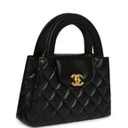 Small Kelly Shopper Black Shiny Aged Calfskin Brushed Gold Hardware