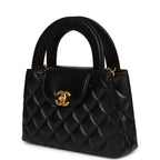 Small Kelly Shopper Black Shiny Aged Calfskin Brushed Gold Hardware