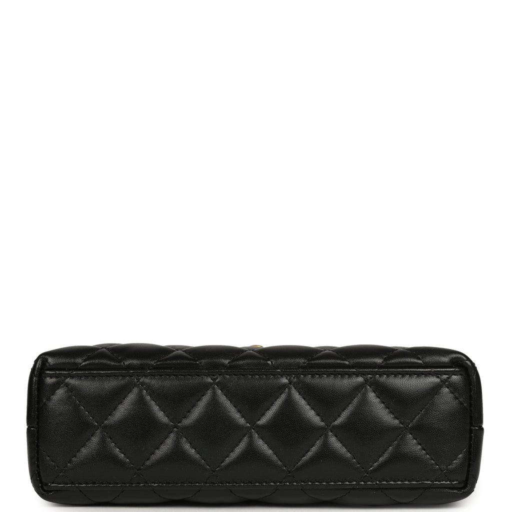 Small Kelly Shopper Black Shiny Aged Calfskin Brushed Gold Hardware
