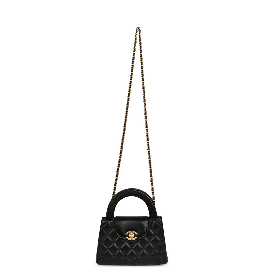 Small Kelly Shopper Black Shiny Aged Calfskin Brushed Gold Hardware