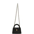 Small Kelly Shopper Black Shiny Aged Calfskin Brushed Gold Hardware