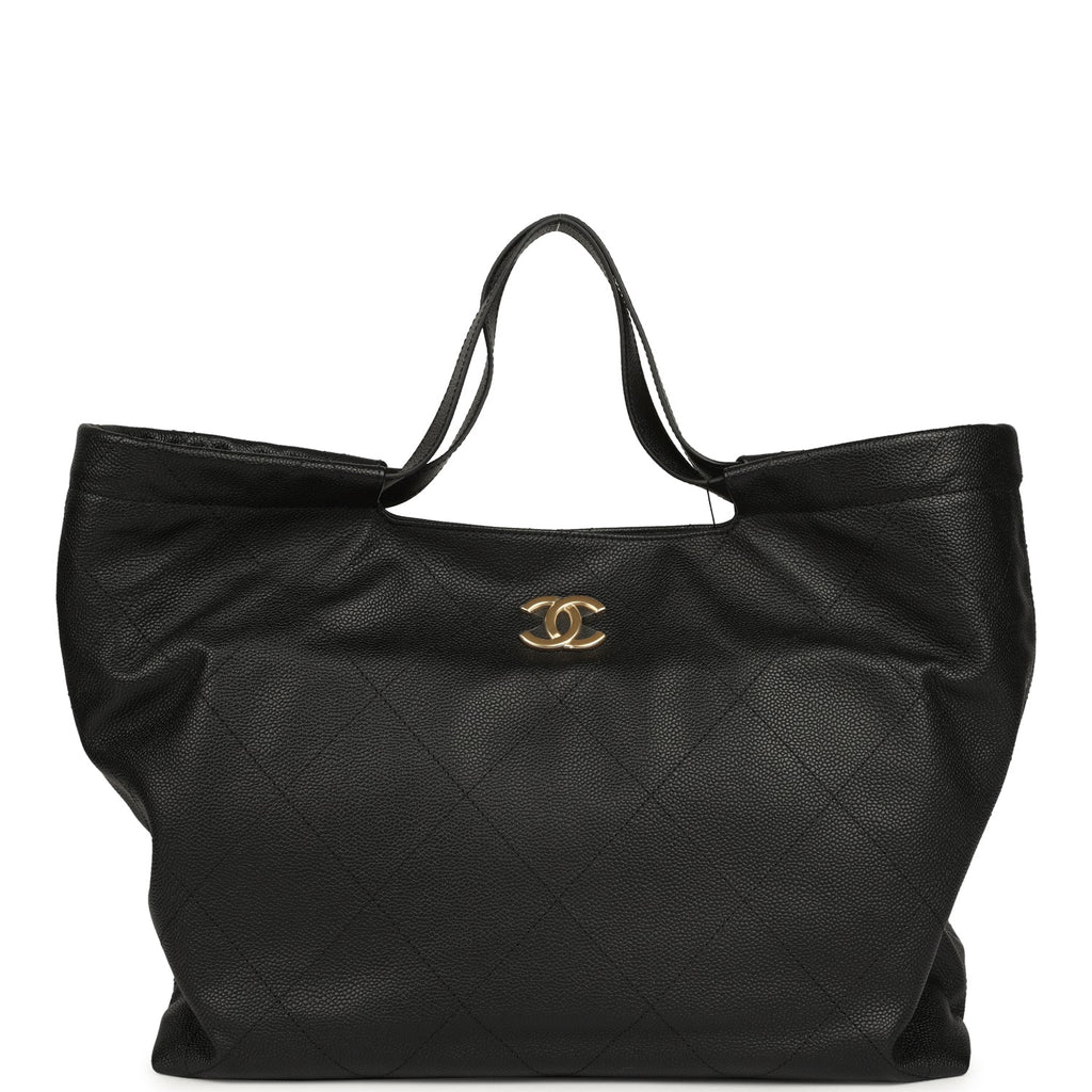 Maxi Coco Shopping Bag Black Caviar Brushed Gold Hardware