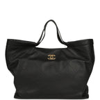 Maxi Coco Shopping Bag Black Caviar Brushed Gold Hardware