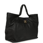 Maxi Coco Shopping Bag Black Caviar Brushed Gold Hardware