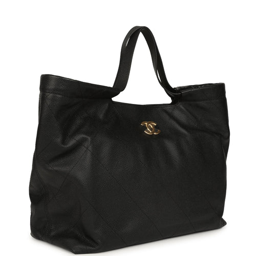 Maxi Coco Shopping Bag Black Caviar Brushed Gold Hardware