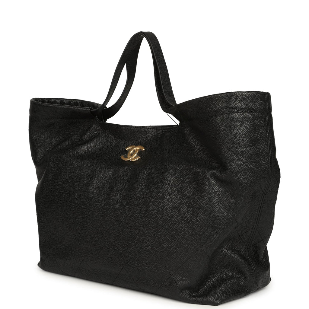 Maxi Coco Shopping Bag Black Caviar Brushed Gold Hardware