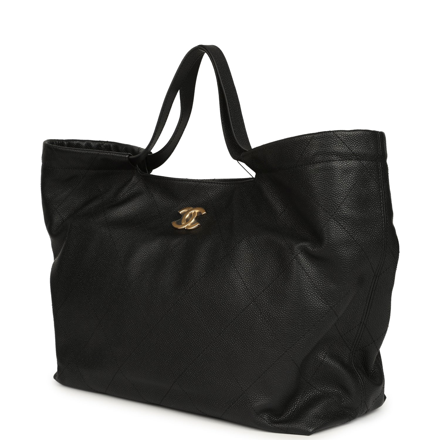 Maxi Coco Shopping Bag Black Caviar Brushed Gold Hardware