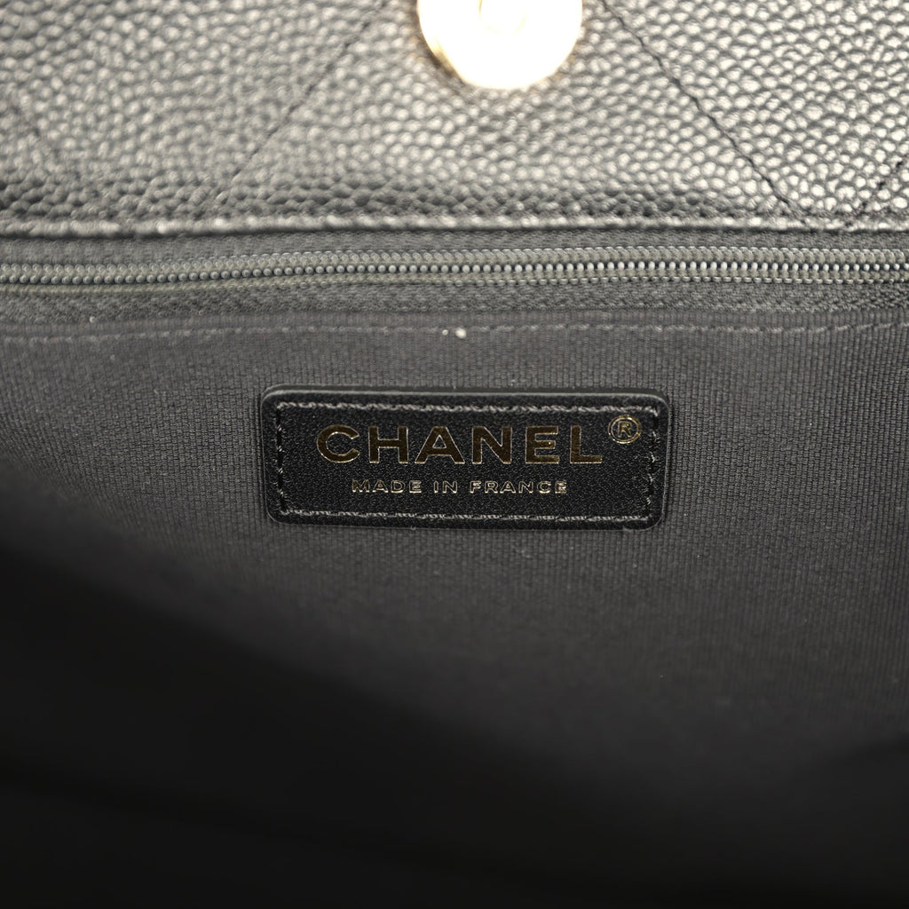 Maxi Coco Shopping Bag Black Caviar Brushed Gold Hardware