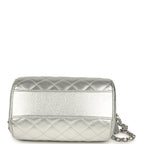 Mini Timeless Classic Barrel Bag with Chain Metallic Silver Shiny Caviar Silver Hardware