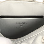 Mini Timeless Classic Barrel Bag with Chain Metallic Silver Shiny Caviar Silver Hardware