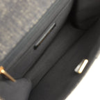 Double You Flap Backpack Black Denim Antique Gold Hardware