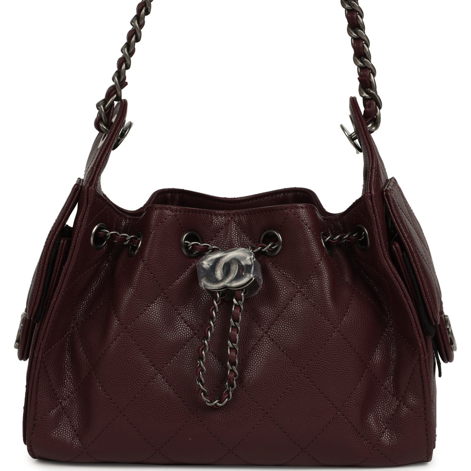 Mini 25 Hobo Bag Burgundy Caviar Aged Ruthenium Hardware