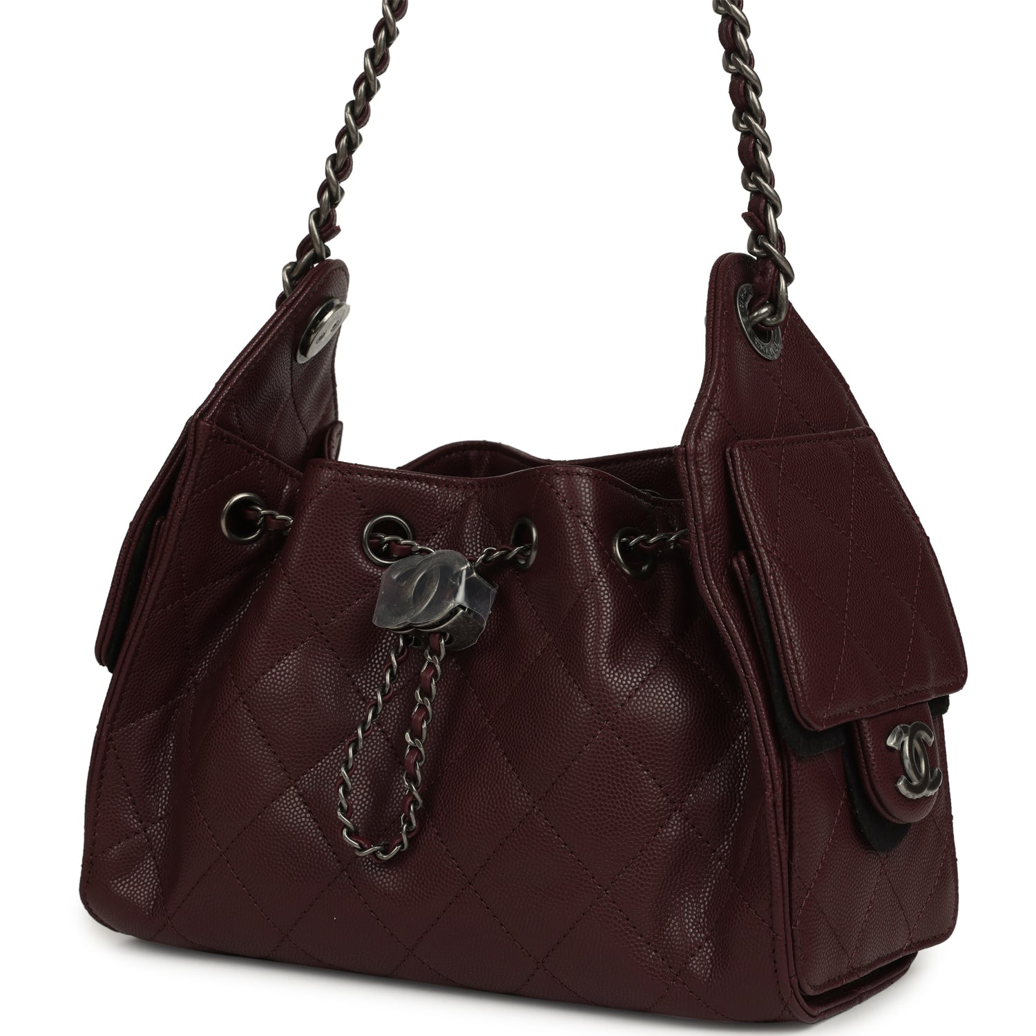 Mini 25 Hobo Bag Burgundy Caviar Aged Ruthenium Hardware