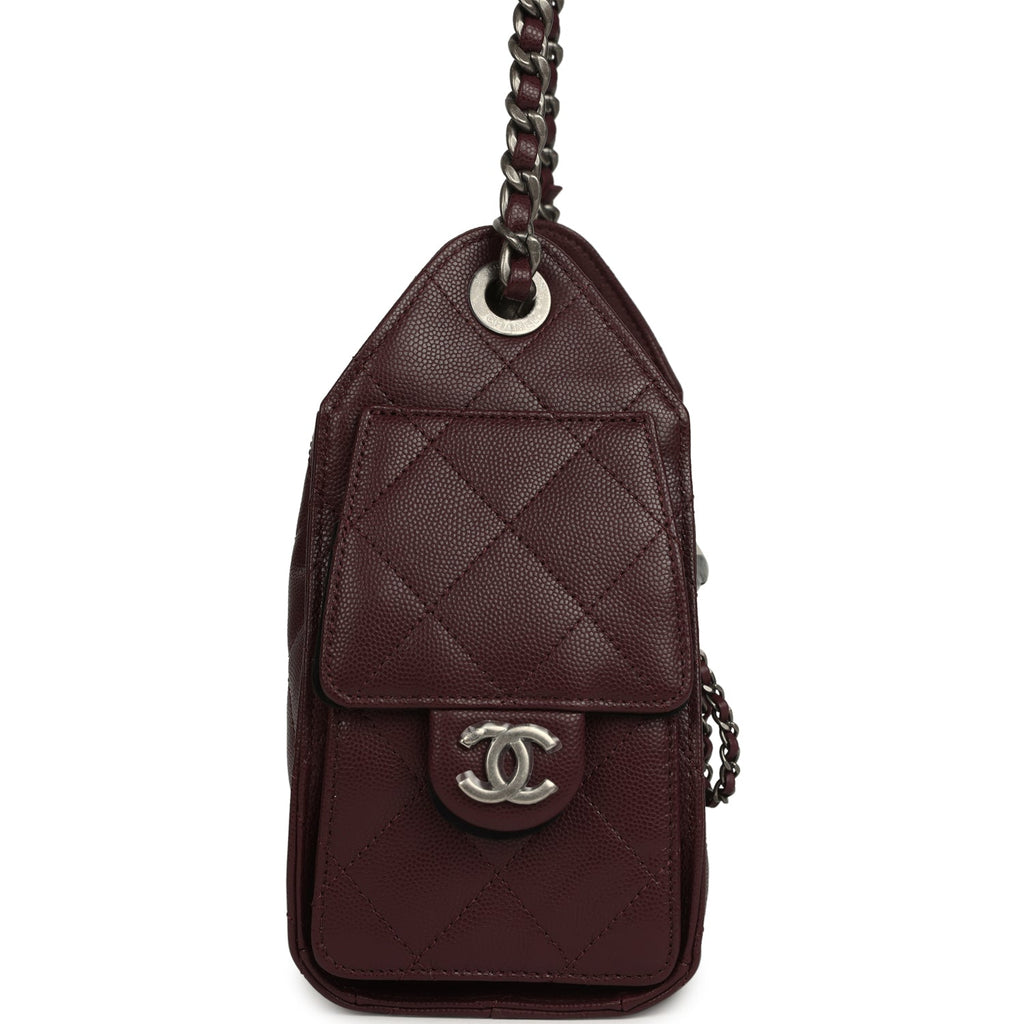 Mini 25 Hobo Bag Burgundy Caviar Aged Ruthenium Hardware