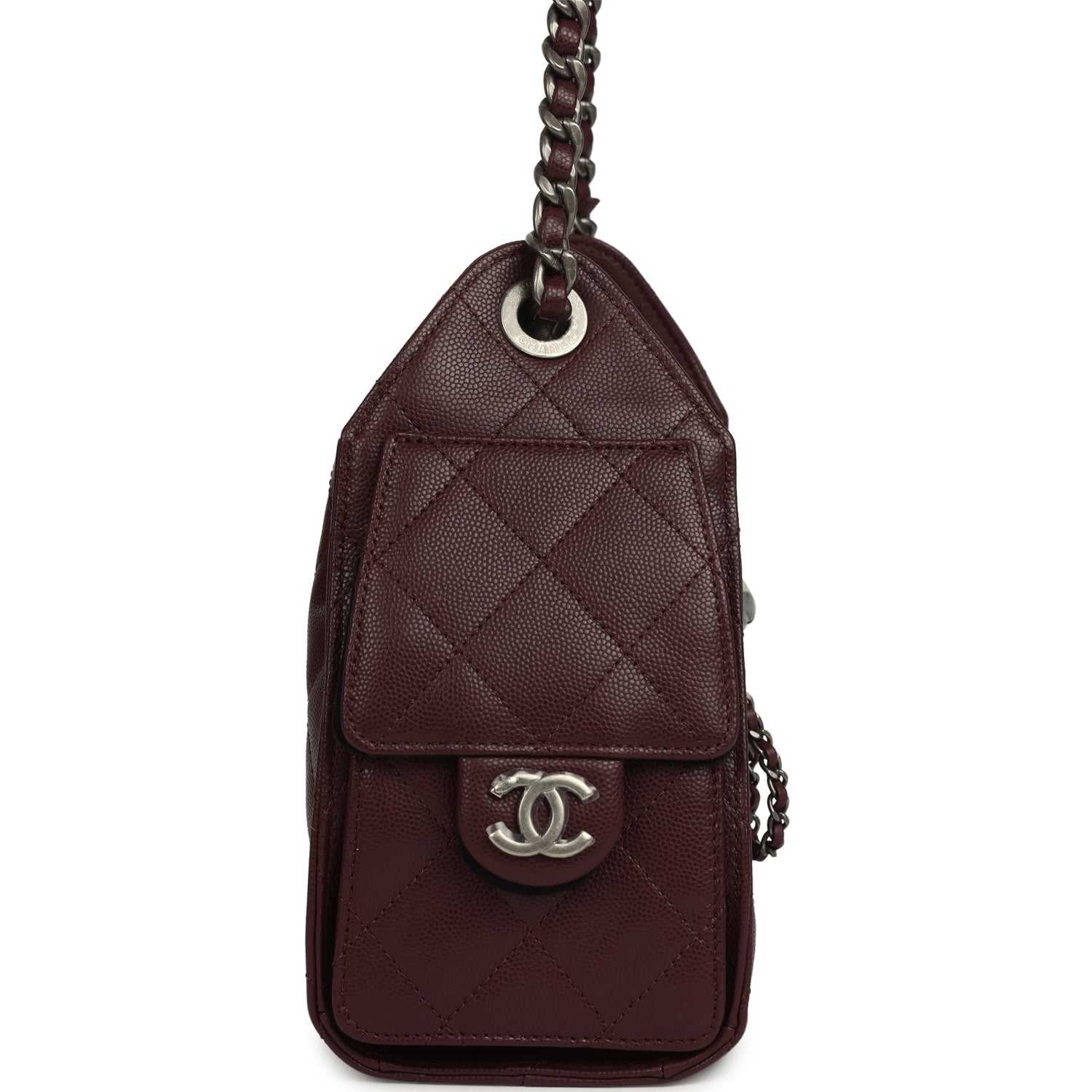 Mini 25 Hobo Bag Burgundy Caviar Aged Ruthenium Hardware