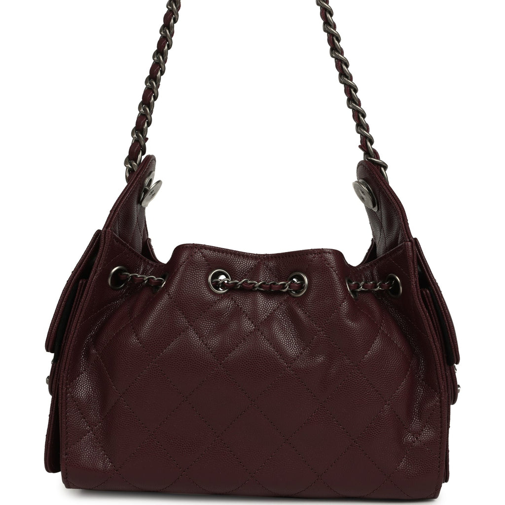 Mini 25 Hobo Bag Burgundy Caviar Aged Ruthenium Hardware