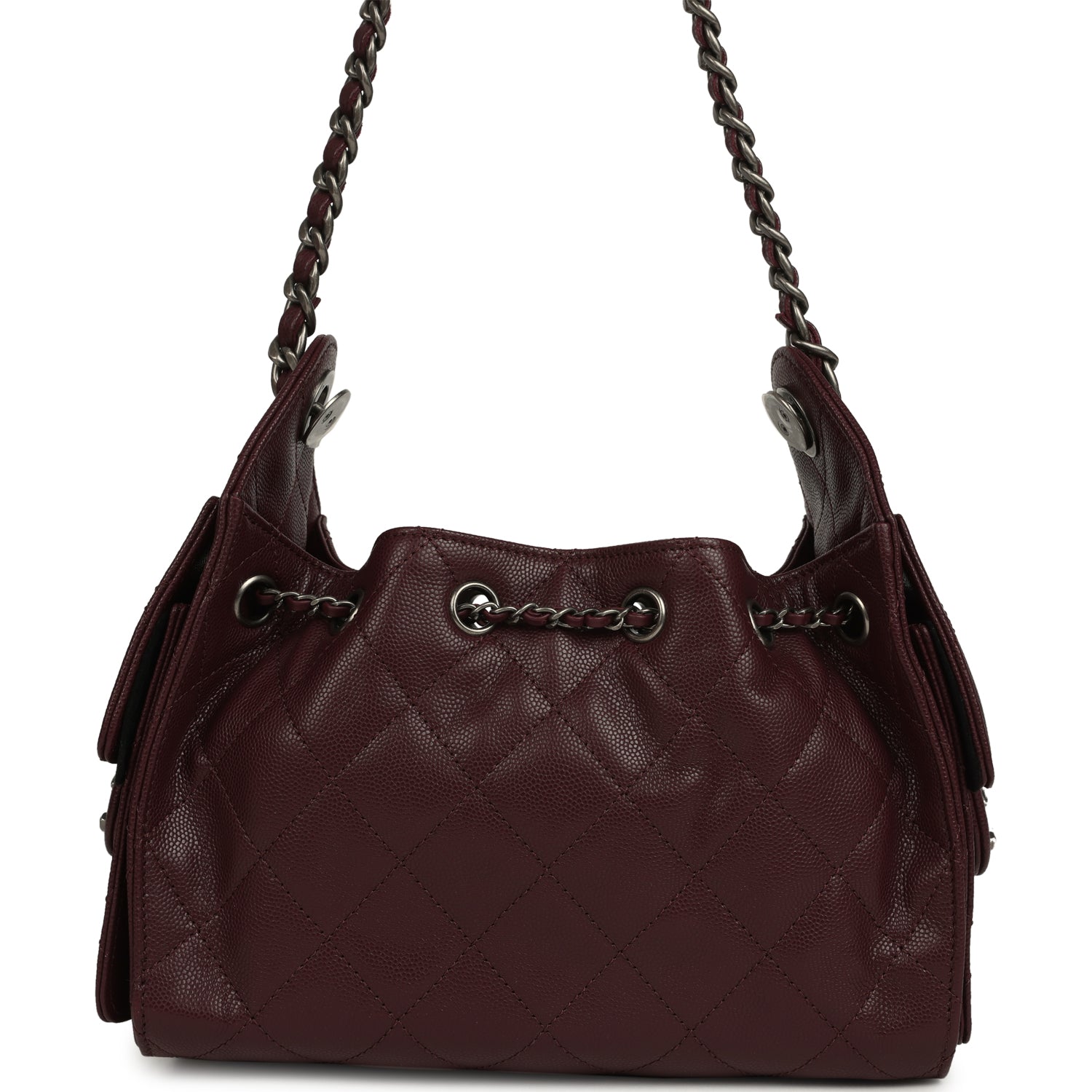 Mini 25 Hobo Bag Burgundy Caviar Aged Ruthenium Hardware