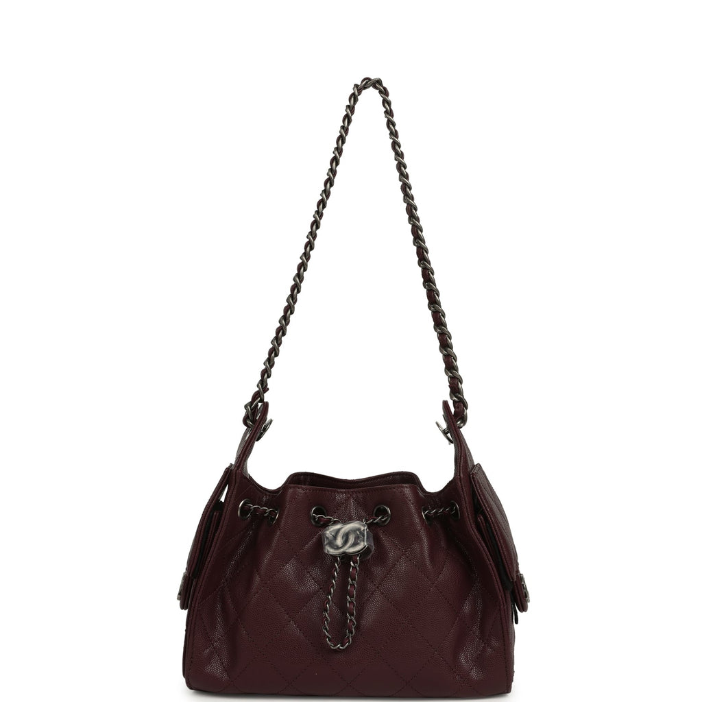 Mini 25 Hobo Bag Burgundy Caviar Aged Ruthenium Hardware