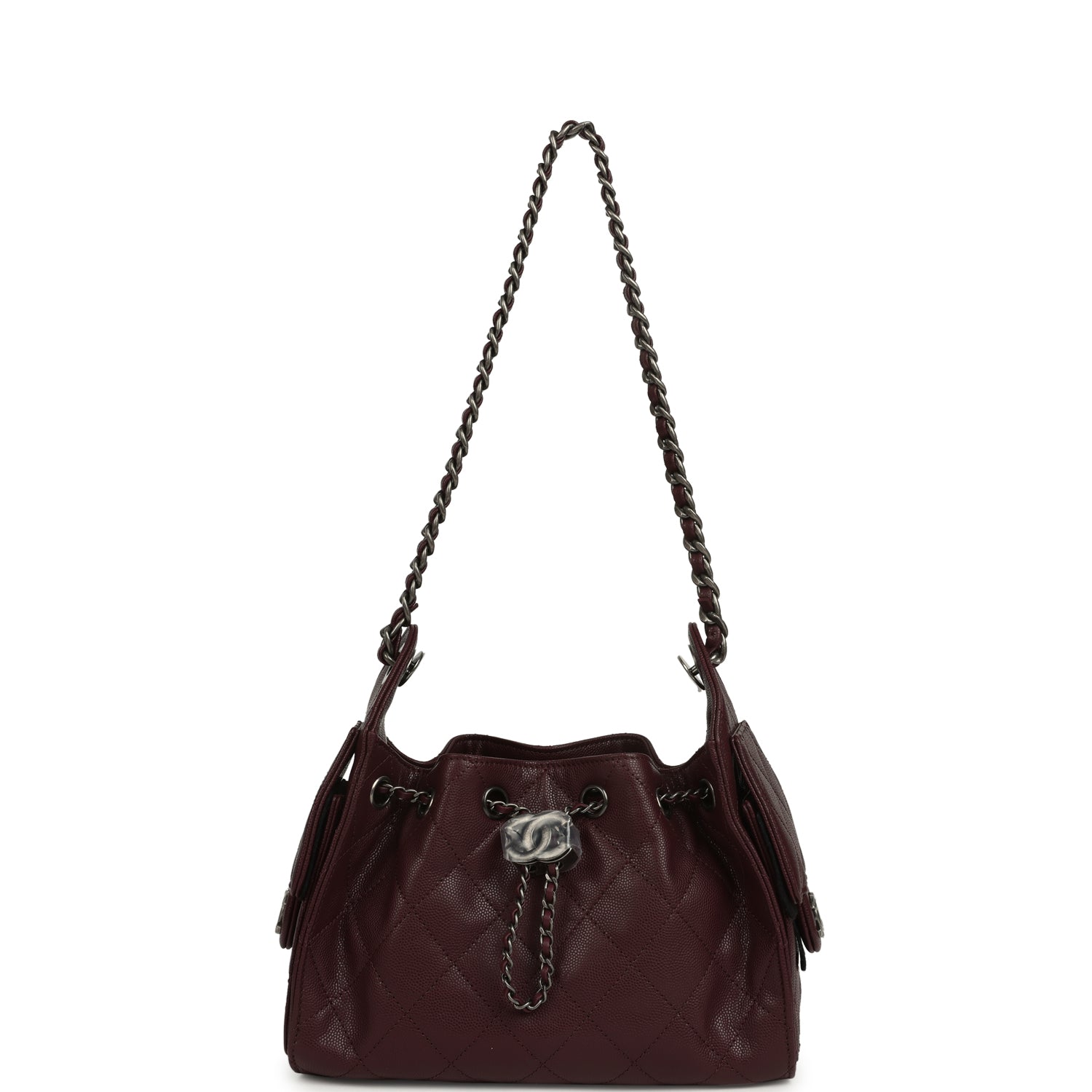 Mini 25 Hobo Bag Burgundy Caviar Aged Ruthenium Hardware