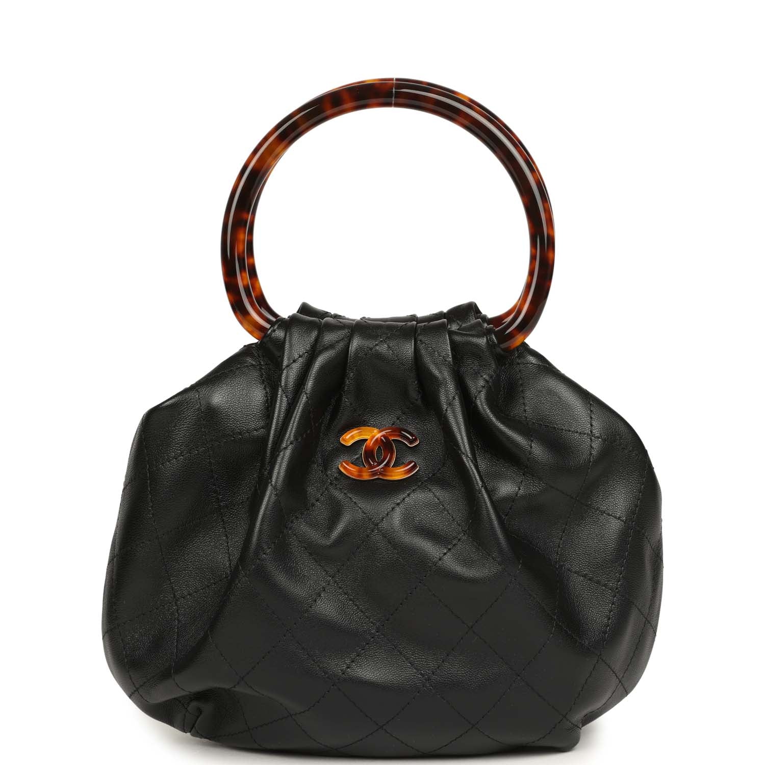 Small Pouch Black Shiny Lambskin Tortoiseshell Hardware