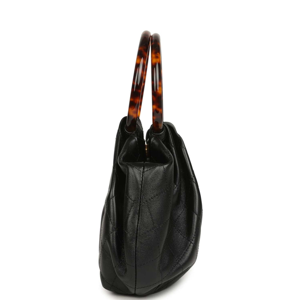 Small Pouch Black Shiny Lambskin Tortoiseshell Hardware