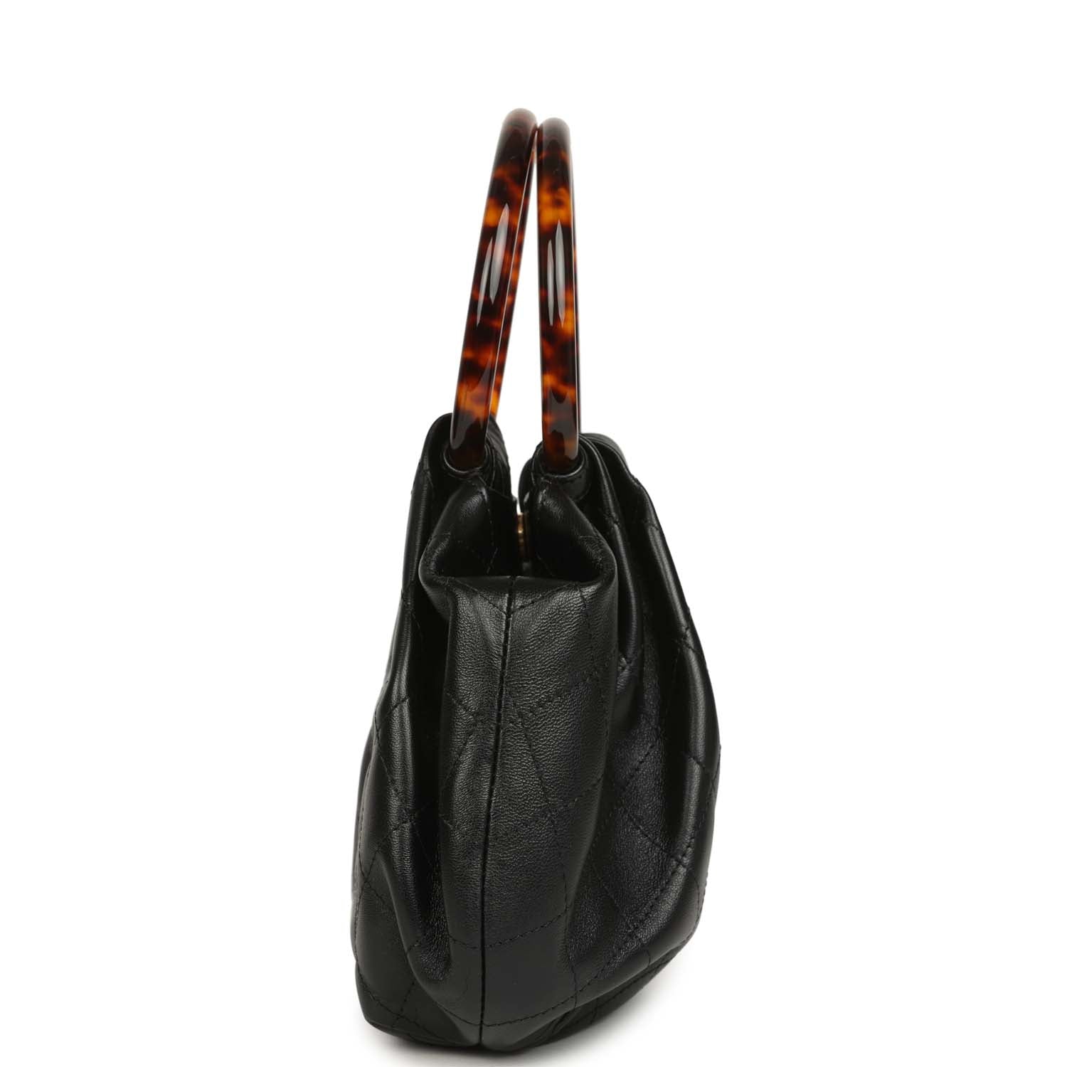 Small Pouch Black Shiny Lambskin Tortoiseshell Hardware