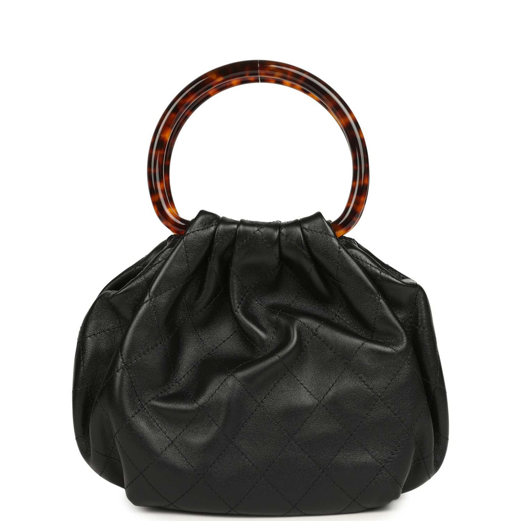 Small Pouch Black Shiny Lambskin Tortoiseshell Hardware